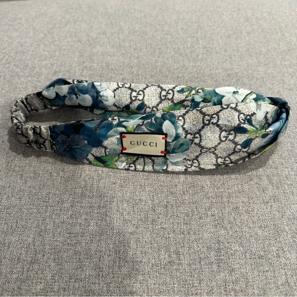 Gucci silk monogrammed blue floral headband